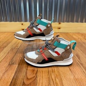 Lacoste Run Breaker Men's High-Top Tan/Off-White Suede Sneakers Size 8.5